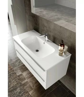 glossy white monobloc bathroom cabinet by Azzurra Bagni