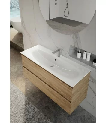 monobloc bathroom furniture with light oak wood effect finish Azzurra Bagni