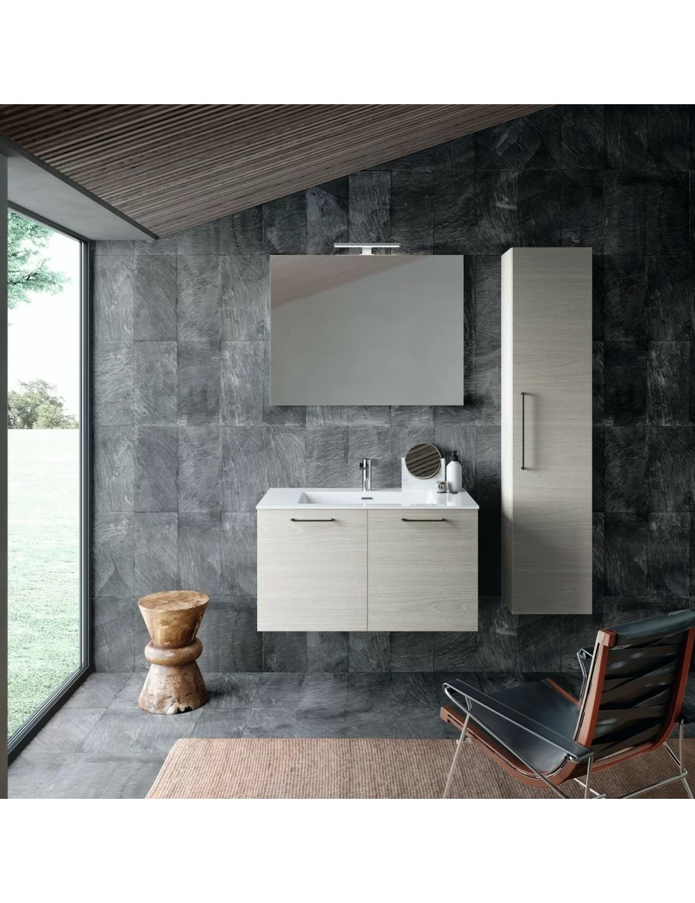 light chestnut monobloc bathroom cabinet by Azzurra Bagni