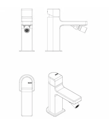 disegno 3D modello 5807-S miscelatore bidet monoforo collezione Micheli - Bellosta Rubinetterie