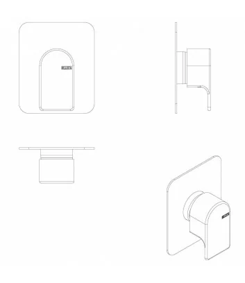 3D design concealed shower mixer model 5821-L-E Micheli collection by Bellosta