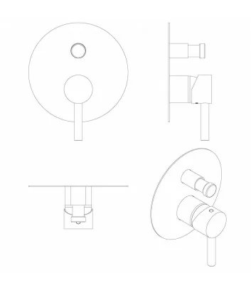 disegno 3D modello 0400-E miscelatore doccia incasso collezione Bambù - Bellosta Rubinetterie