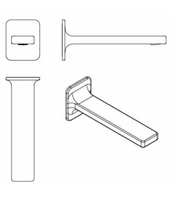 immagine 3D Bocca per vasca da parete 5803 collezione Micheli - Bellosta Rubinetterie