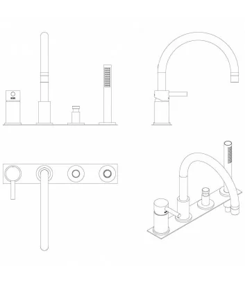 3D design deck-mounted bath mixer 0401-2-P-A model Bambù collection