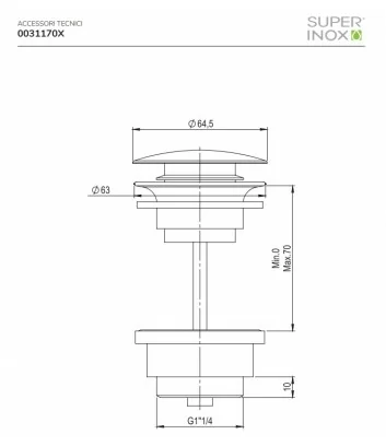 piletta scarico universale cod. 0031170X scheda tecnica