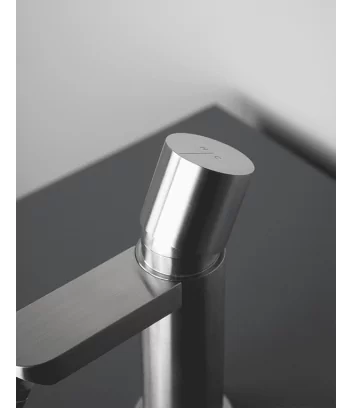 detail of stainless steel single-lever bidet mixer Axis series