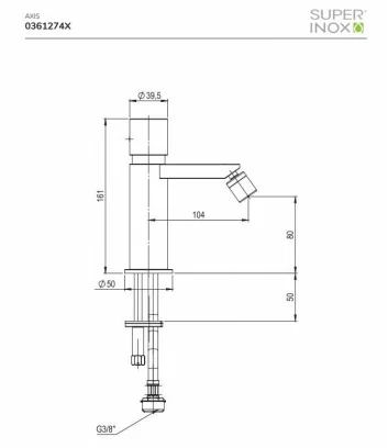 fiche technique mitigeur bidet serie Axis en acier inox