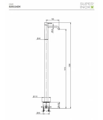 technical data sheet floor-standing washbasin mixer in stainless steel 316L