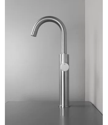 image lateral de mitigeur de lavabo haute serie Dylan en acier inox de Super Inox