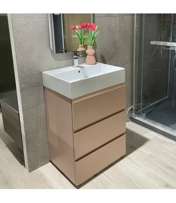 powder pink bathroom cabinet 60 cm with three drawers