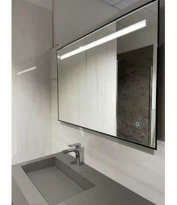 mirror detail with black aluminium backlit frame Azzurra Bagni