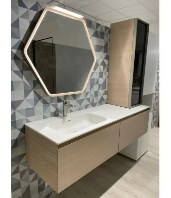 wooden bathroom furniture composition Azzurra Bagni with mirror and column