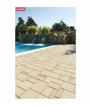 Dettaglio Maspe texxa limestone travertino bordo piscina pavimento da esterno autobloccanti filtranti