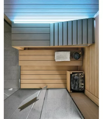 sauna finlandese modello Ghibli di Hafro Geromin dettaglio interno