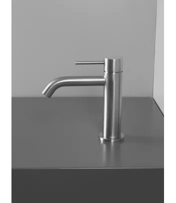 lateral view stainless steel single lever basin mixer Marley by Super Inox