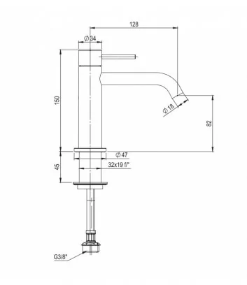 technical data sheet stainless steel single lever basin mixer Marley by Super Inox