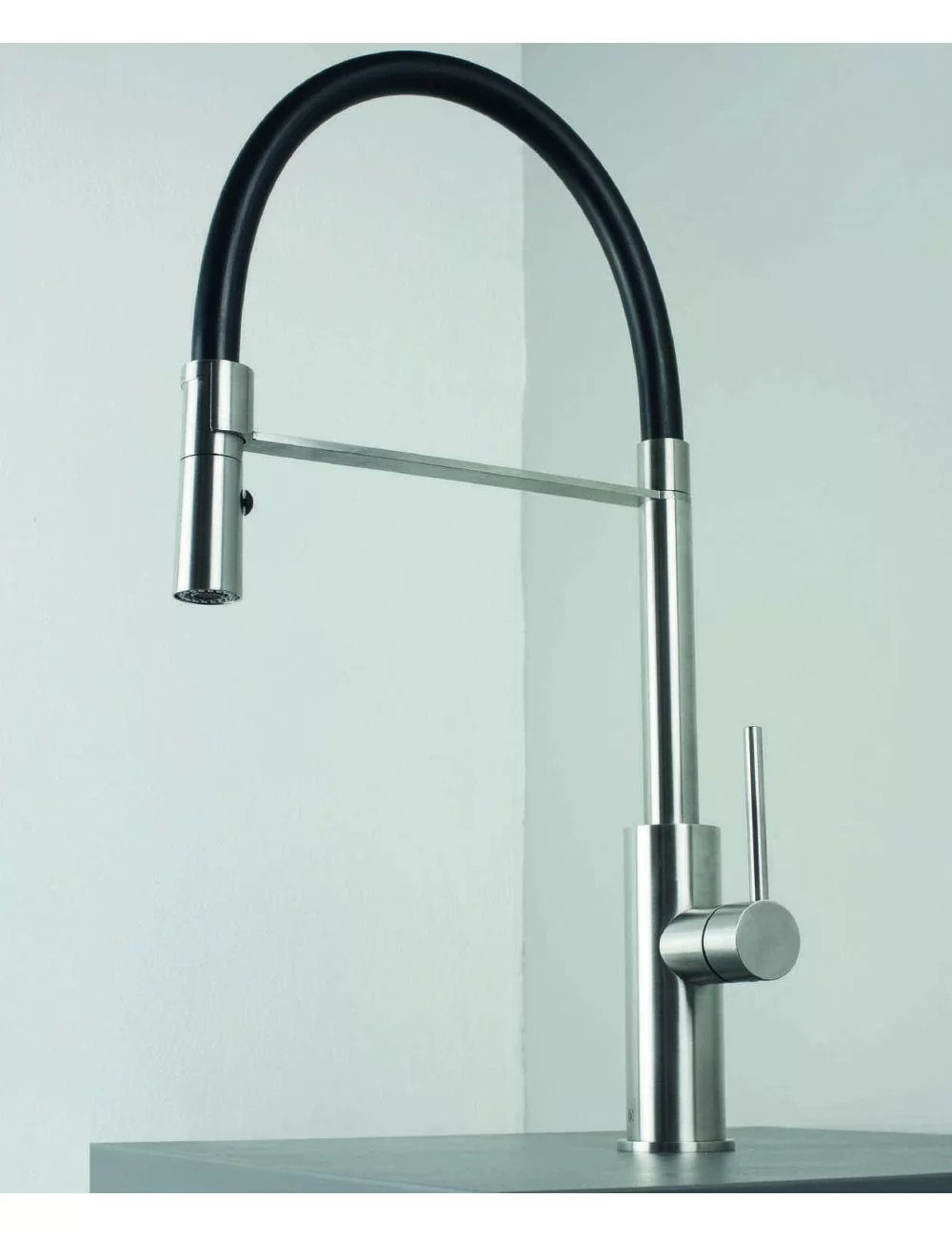 stainless steel kitchen mixer with hand shower and round spout Dylan series