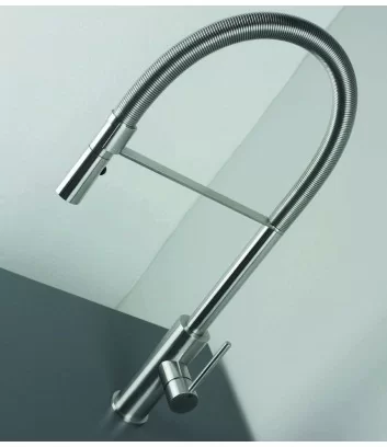 stainless steel kitchen mixer with round spout and spring Dylan series