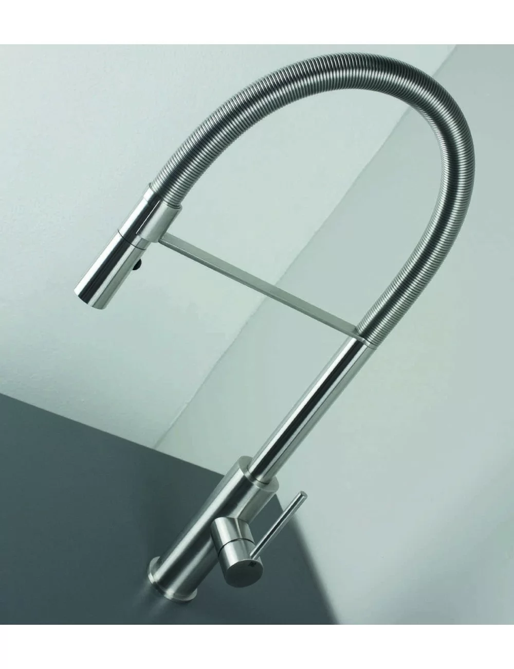 stainless steel kitchen mixer with round spout and spring Dylan series