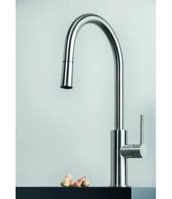 front view stainless steel kitchen tap with hand shower Dylan series