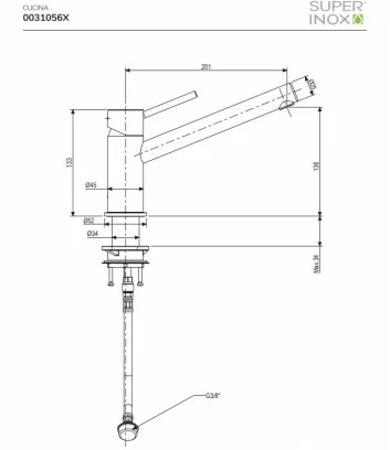 technical data sheet stainless steel kitchen mixer Dmb series by Super Inox