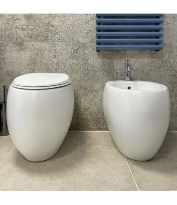 pair of rak cloud floor-standing sanitary ware in matt white finish