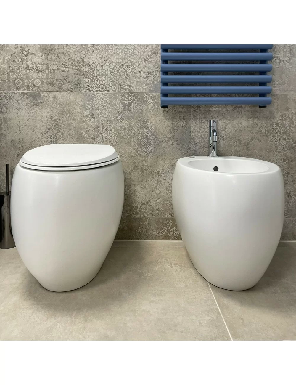 pair of rak cloud floor-standing sanitary ware in matt white finish