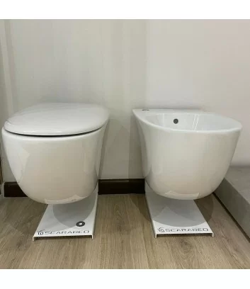 glossy white wall-hung sanitary ware sensation series by Rak ceramics