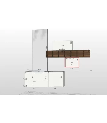 fiche technique de meuble de salle de bain lime 2 composition 211 Azzurra Bagni