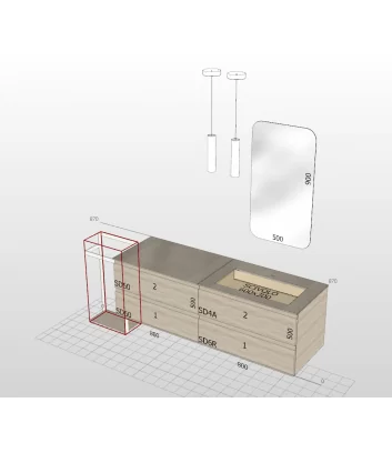 dimensioni composizione j&T 06 di Azzurra Bagni