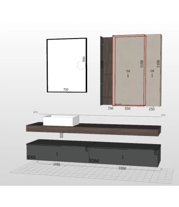 dimensions composition J&T 11 Azzurra bagni