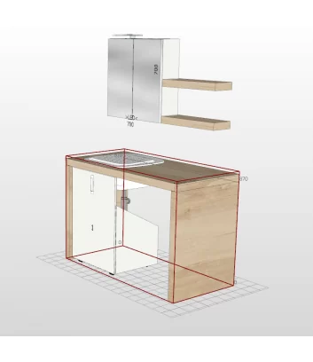 dimensioni composizione lime wash 04 mobile lavanderia piccolo e compatto di Azzurra bagni