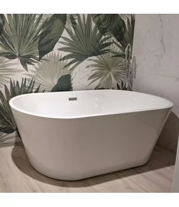 glossy white acrylic freestanding bathtub on offer