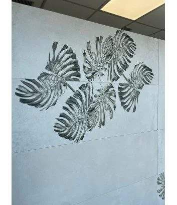 carrelage mural de salle de bain avec feuilles tropicales série Gatsby by Gambini ceramiche