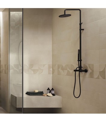 mat&more deco taupe decorative strip in bathroom wall tiles