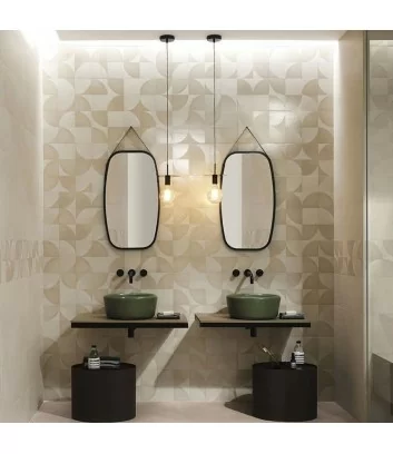 Mat&More beige wall tile series of Fap ceramiche laid in bathroom wall