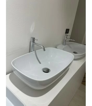 glossy white countertop washbasin Series Form 60x37 by Alice ceramiche