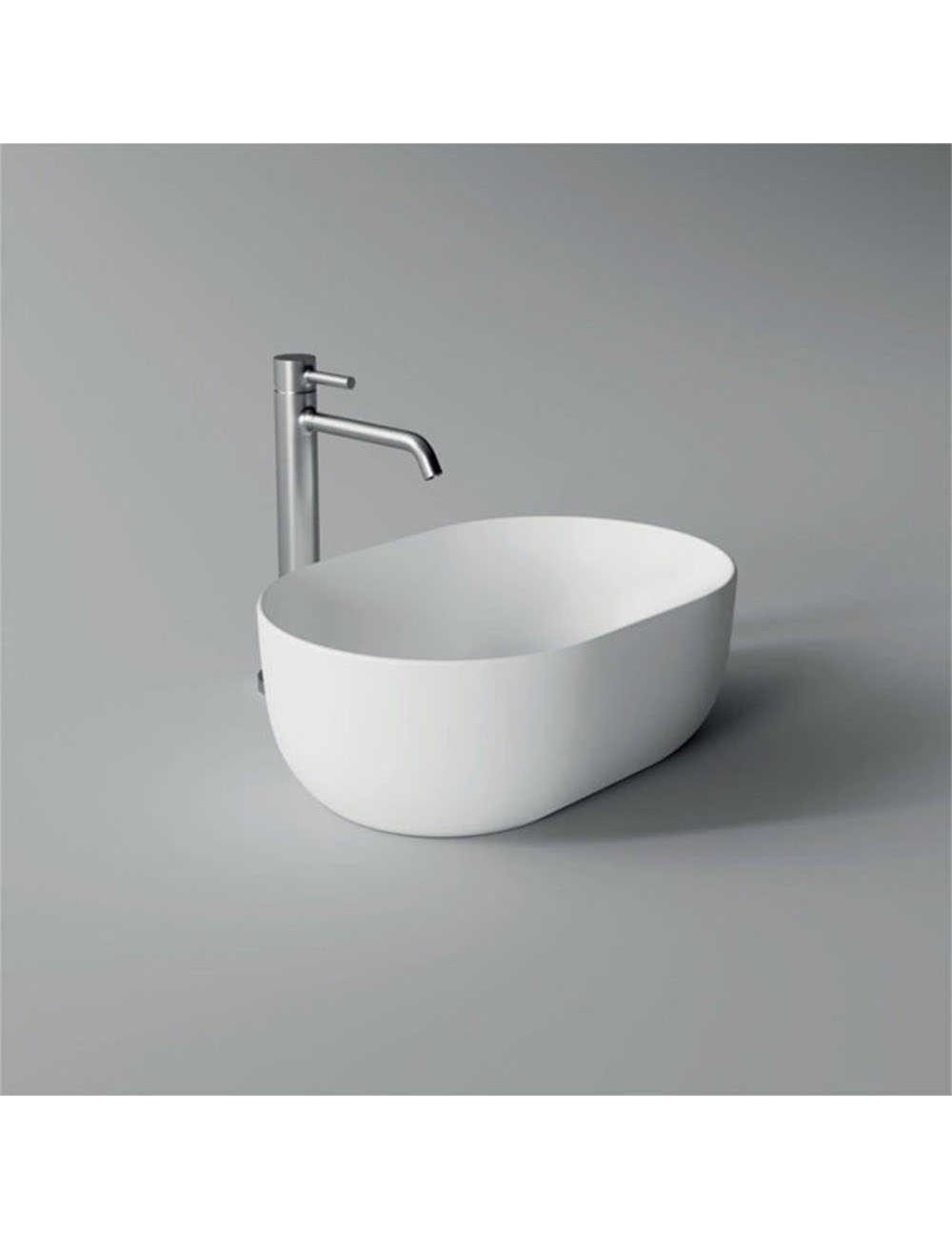 Oval white countertop washbasin small Unica Alice Ceramica