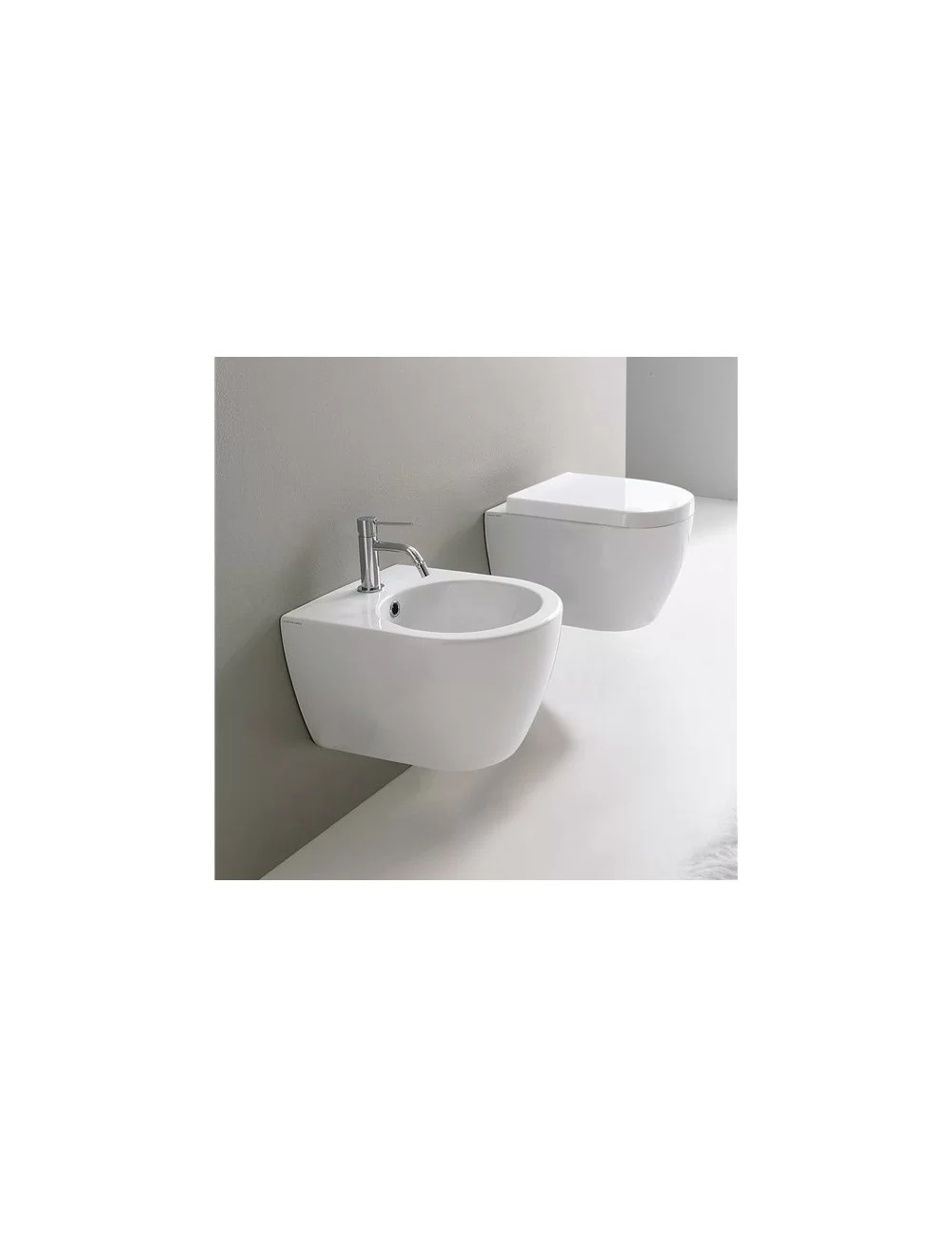 Moon series suspended sanitaryware on offer from Scarabeo ceramiche