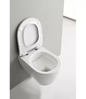 Moon series wall-hung wc by Scarabeo ceramiche with open lid