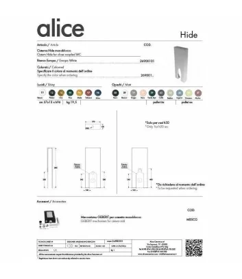 fiche tecnique réservoir de chasse monobloc pour toilettes de Alice Ceramica