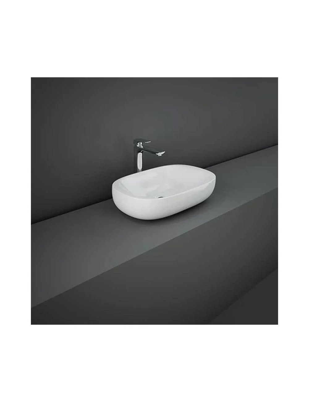 Lavabo d'appoggio bianco 60x38 della linea Illusion di Rak Ceramics