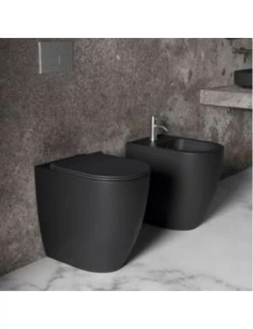 immagine laterale bidet e wc nero opaco a terra serie Form di Alice Ceramica