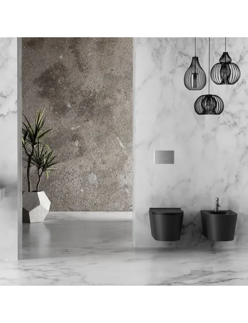 Salle de bain avec wc et bidet sospendus noir mat ligne Form de Alice Ceramica