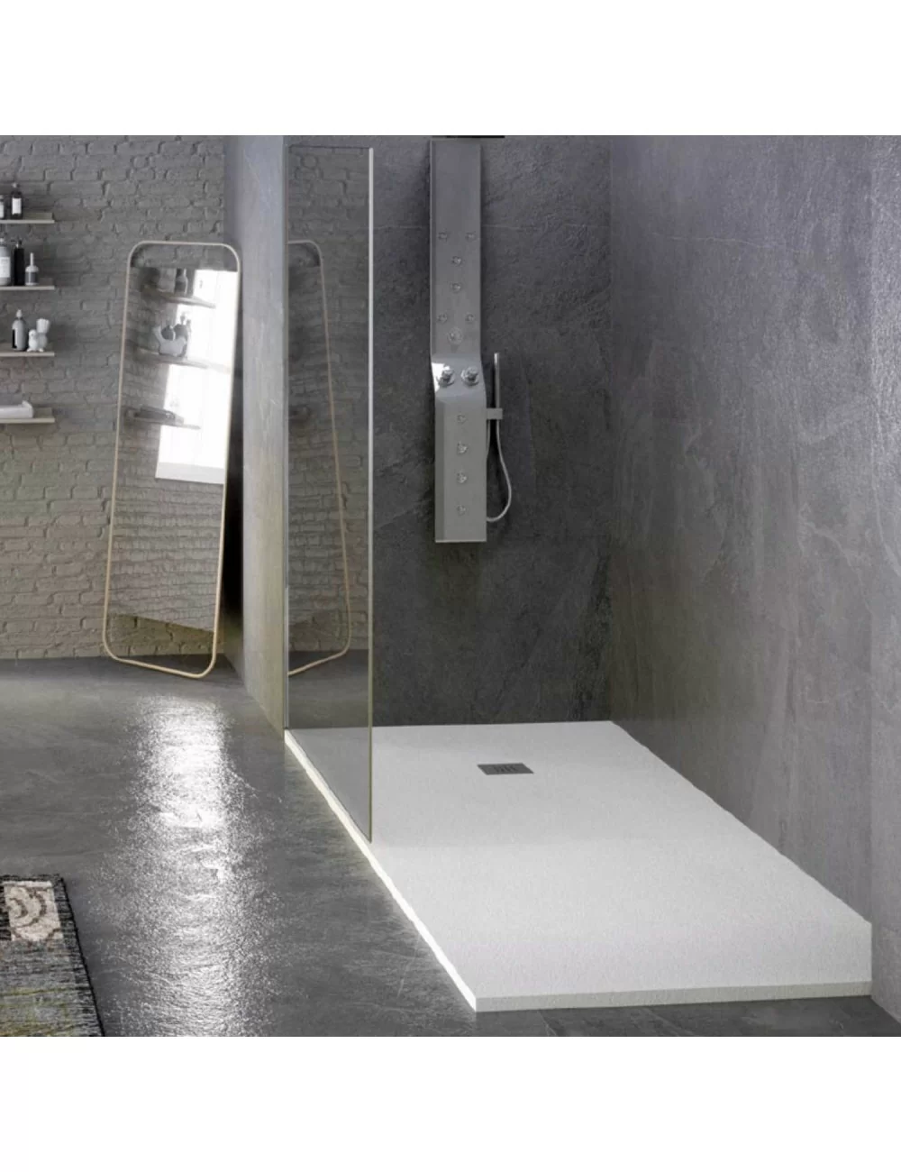 piatto doccia 80x100 in marmo resina bianco collezione Pietralux di Decor Italy