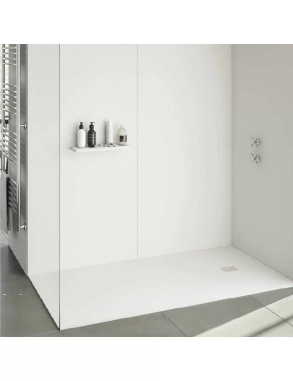 piatto doccia 80x140 in marmo resina bianco collezione Pietralux di Decor Italy