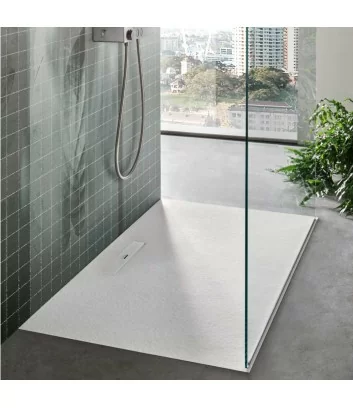 Receveur de douche blanc 100x80 effet pierre Forma Vale collection