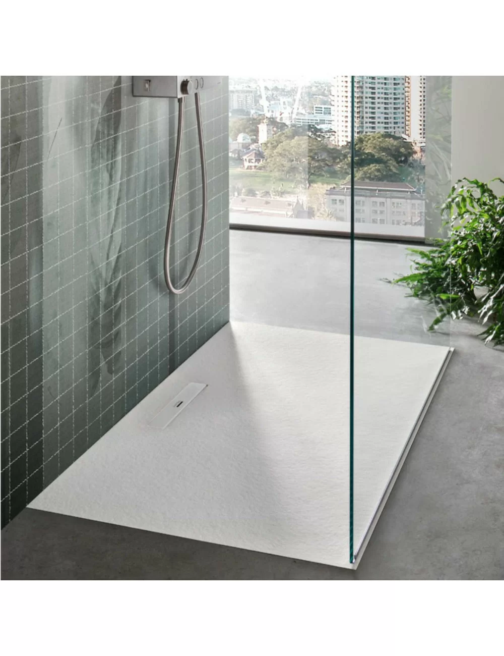 Shower tray white 100x80 stone effect Forma Vale collection