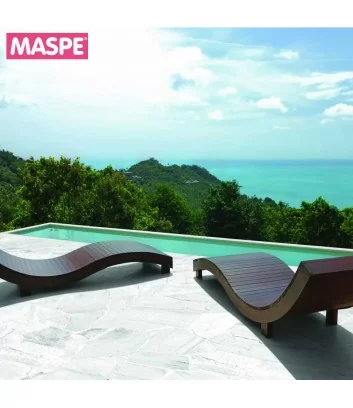 Terrazza con pavimento in pietra naturale Santos White opera incerta - Maspe