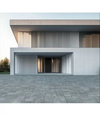 self-locking and filtering solid texxa rock silver grey laid in driveway of private house